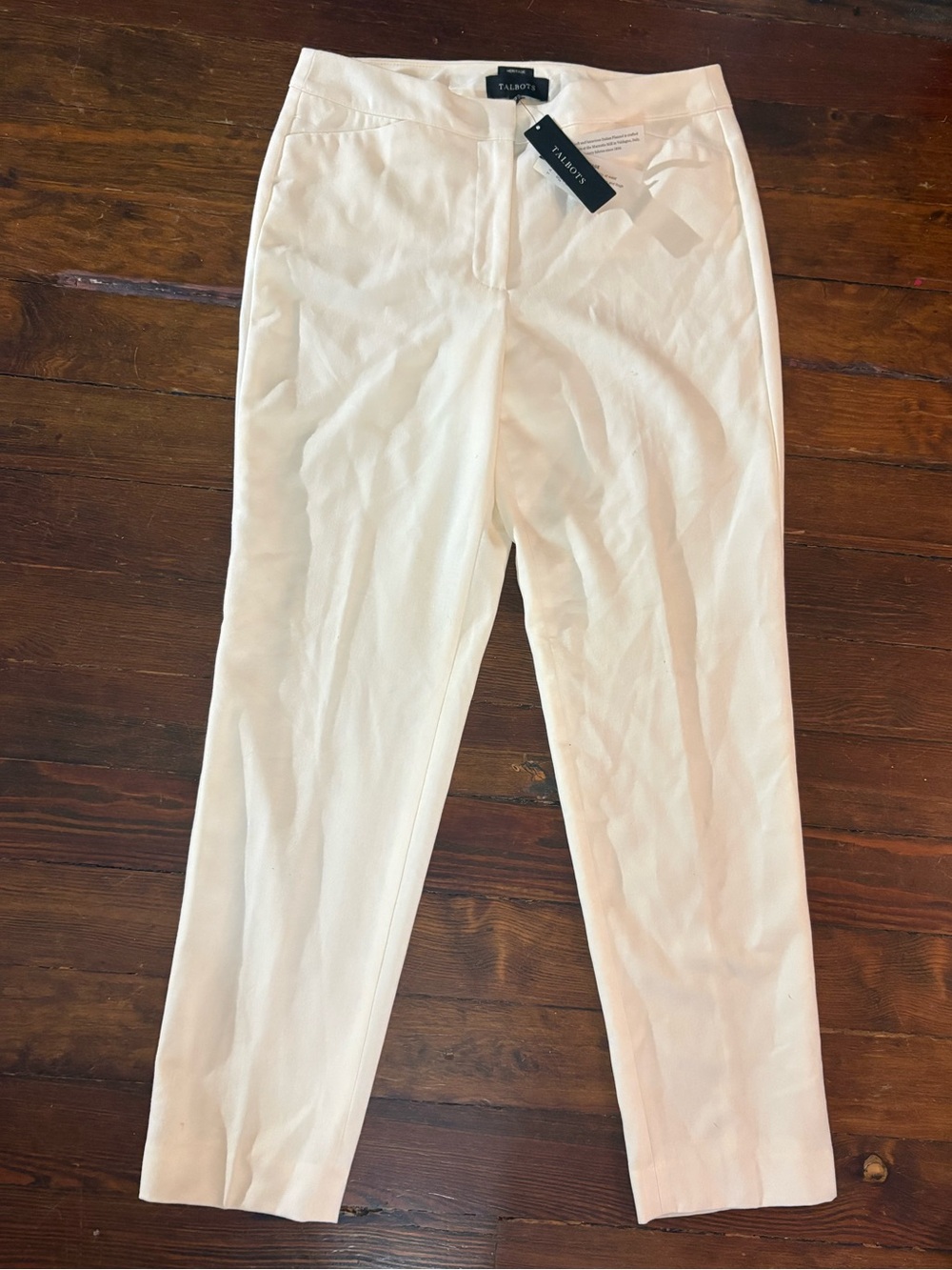NWT Talbots cream wool straight leg lined trouser pants size 6